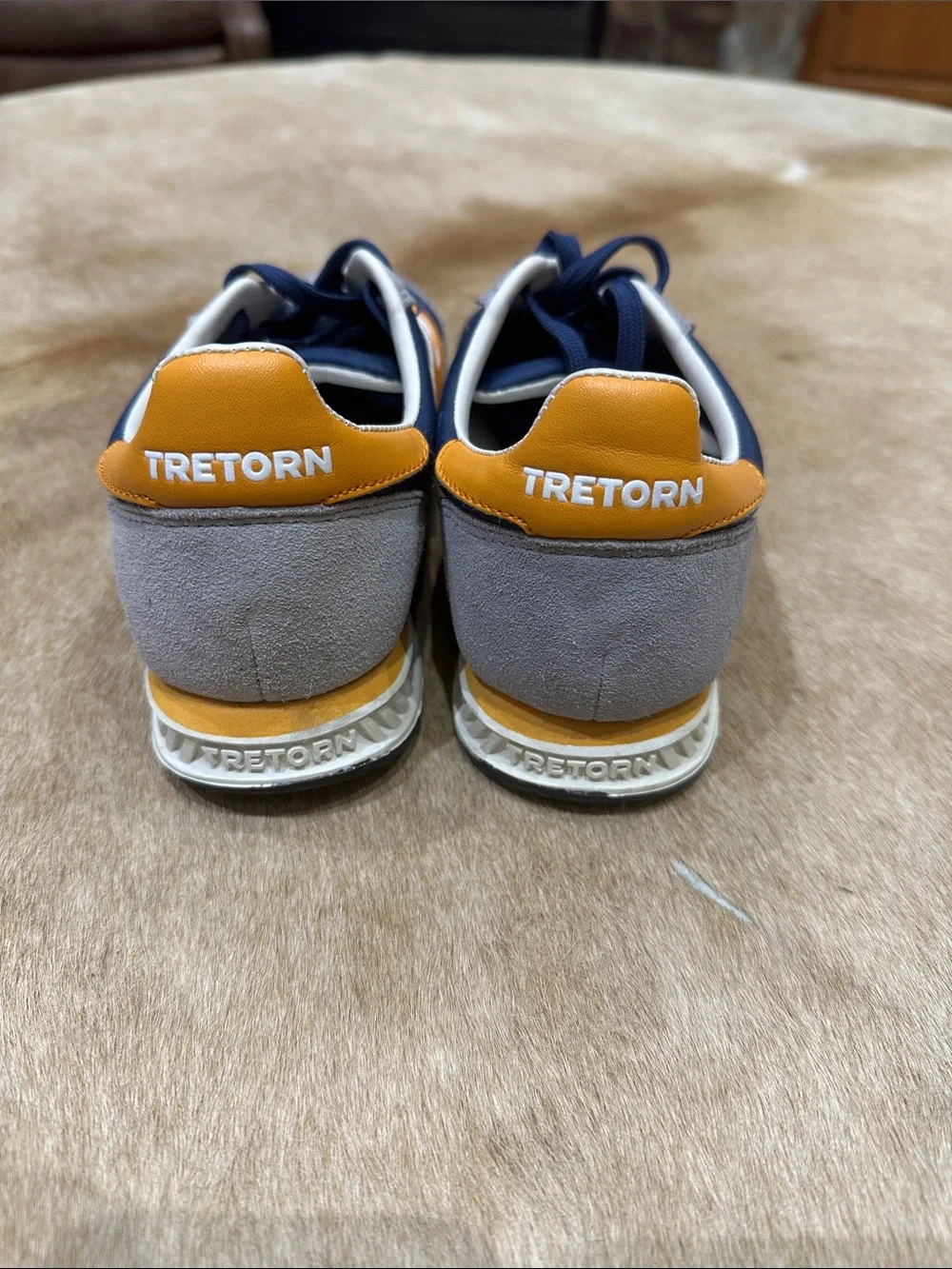 Tretorn Navy and Yellow Retro Runner Sneakers - Picture 2 of 6